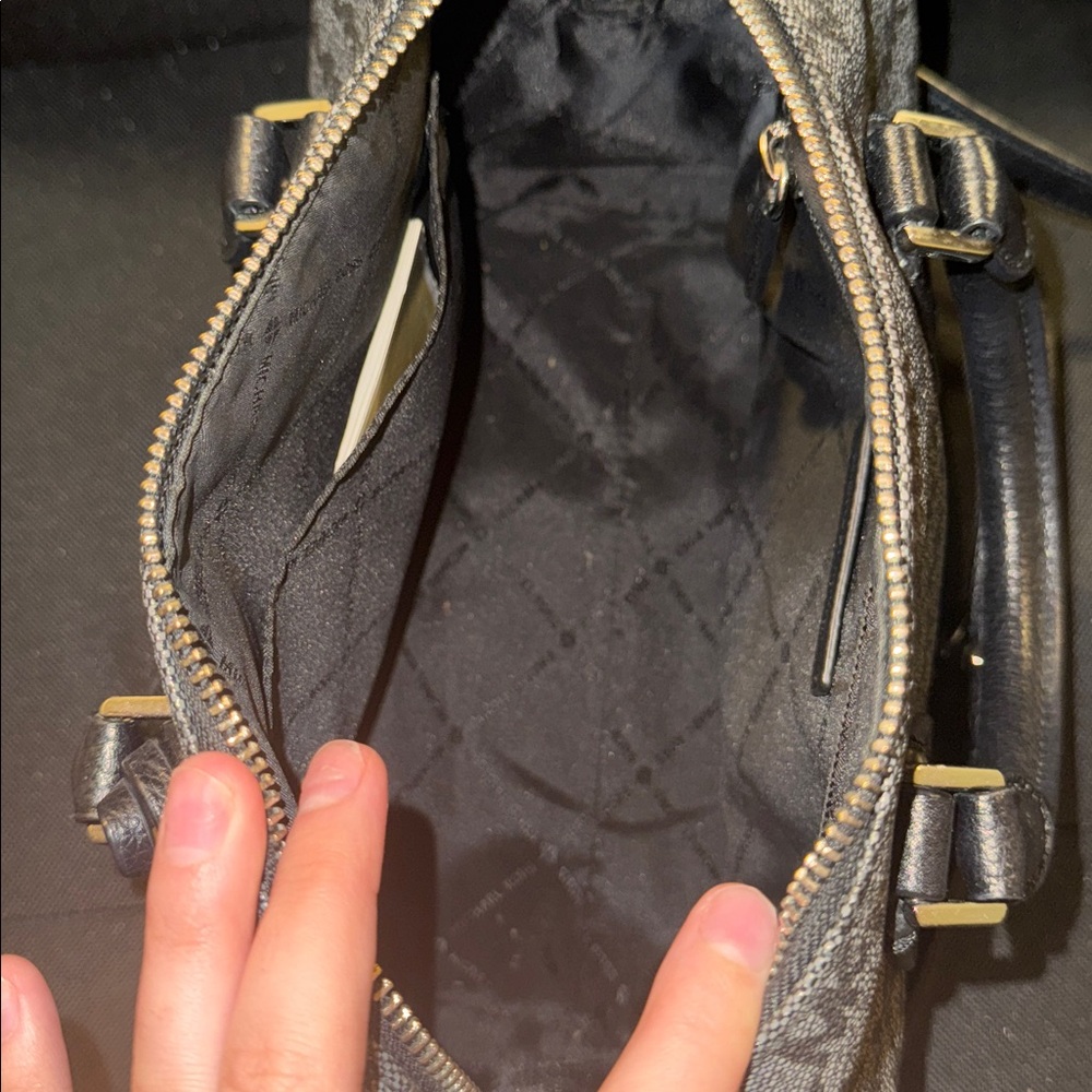 Michael Kors Monogram Black and Gray Satchel - Picture 8 of 9
